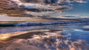 indian ocean, water, waves, coast, clouds, clouds, sunset - wallpapers, picture