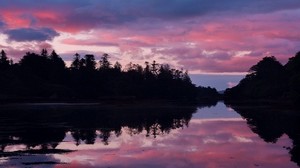 ireland, lake, shore, reflection, evening