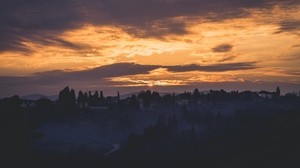 italy, florence, fog, dawn, sky - wallpapers, picture