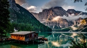 italy, mountains, lake, structure, mountain landscape - wallpapers, picture