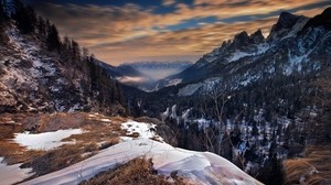 italy, mountains, snow, sky - wallpapers, picture