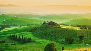 italy, tuscany, field, manor, grass