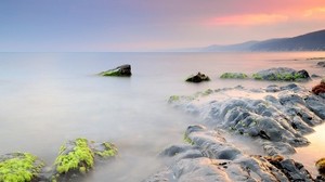 stones, moss, rocks, surface, silence, fog, shroud, wet - wallpapers, picture