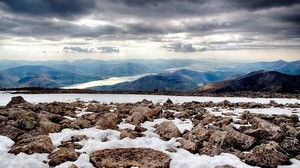 stones, snow, distance - wallpapers, picture