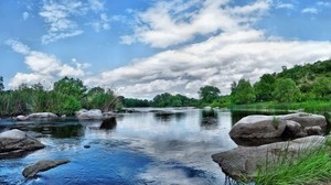 stones, water, river, source, signature - wallpapers, picture