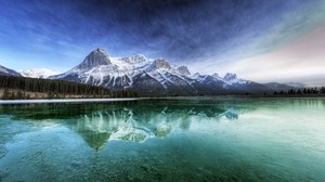 canada, lake, transparent, water, bottom, mountains, coolness, freshness, cleanliness - wallpapers, picture