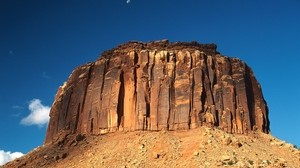 canyon, lines, stripes, mountain, layers, moon, sky - wallpapers, picture