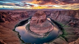 canyon, fiume, ferro di cavallo, colorado, arizona