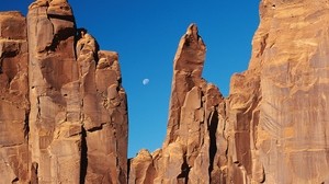 canyons, rocks, moon, sky, gap