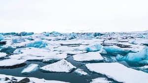 ice floes, ice, snow, white, iceland - wallpapers, picture