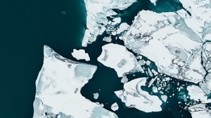ice, ice floes, iceberg, glacier, top view - wallpapers, picture