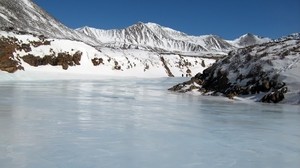 ice, river, mountains, shine, shackled - wallpapers, picture