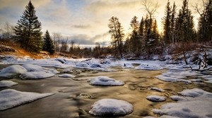 ghiaccio, acqua, fiume, neve, mangiato