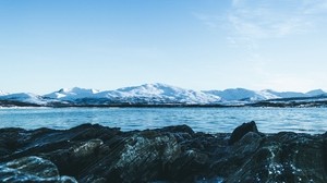 glacier, stones, lake, ice, water - wallpapers, picture