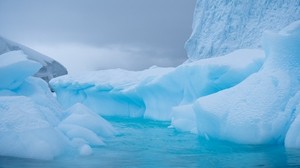 氷河、氷、水、南極、雪