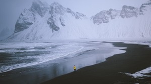 glacier, coast, snow, loneliness, Iceland - wallpapers, picture