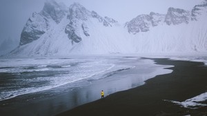 glaciar, costa, nieve, soledad, Islandia