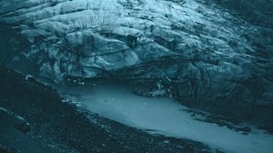 glacier, top view, ice, landscape, gray