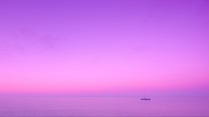 boat, sea, horizon, lilac