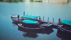 boat, pier, pier, lake - wallpapers, picture
