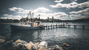 barcos, muelle, mar