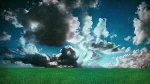 meadow, clouds, field, rain - wallpapers, picture