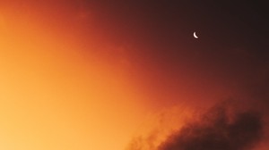 luna, cielo, nubes, puesta de sol, crepúsculo - wallpapers, picture