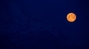 moon, full moon, night, mountains, darkness - wallpapers, picture