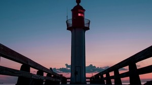lighthouse, tower, night