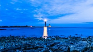 lighthouse, sea, evening, france