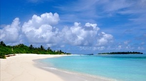 maldiverna, strand, sand, sommar