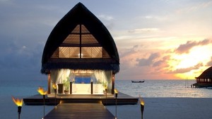 maldives, beach, tropics, sea, sand, bungalow - wallpapers, picture