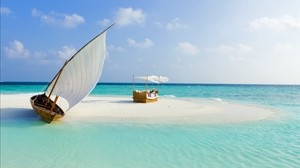 maldives, beach, tropics, sea, sand, island, boat, summer - wallpapers, picture