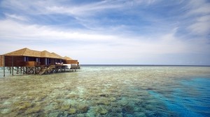 maldiverna, tropikerna, bungalows