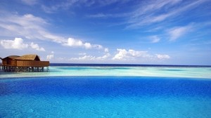 maldives, tropics, bungalow, ocean
