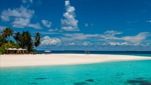 马尔代夫，热带地区，海滩，棕榈树，度假村