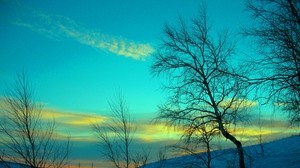 Marzo, invierno, nieve, heladas, naturaleza, frío, tarde, febrero, cielo, azul