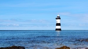 lighthouse, sea, sky