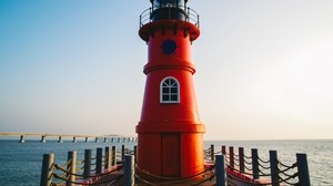 lighthouse, sea, pier