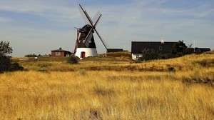 mill, farm, field, buildings - wallpapers, picture