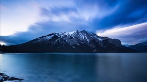 minnevanka, lake, canada, mountains - wallpapers, picture