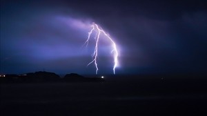 rayo, tormenta, cielo, noche