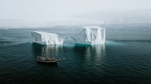 sea, iceberg, ship, ice, water