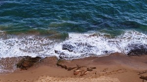 sea, coast, footprints - wallpapers, picture