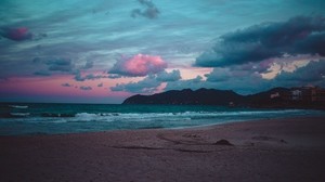 sea, coast, sunset, sand