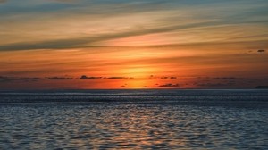 sea, horizon, sunset, clouds, sky, ripples, evening - wallpapers, picture