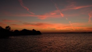 sea, horizon, sunset, night, ripples - wallpapers, picture