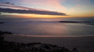 mare, orizzonte, tramonto, nuvole, cielo, crepuscolo