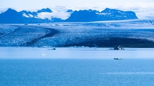 sea, ice, glacier, shore, mountains, landscape - wallpapers, picture