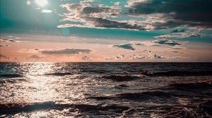 sea, ocean, surf, sunset, clouds - wallpapers, picture